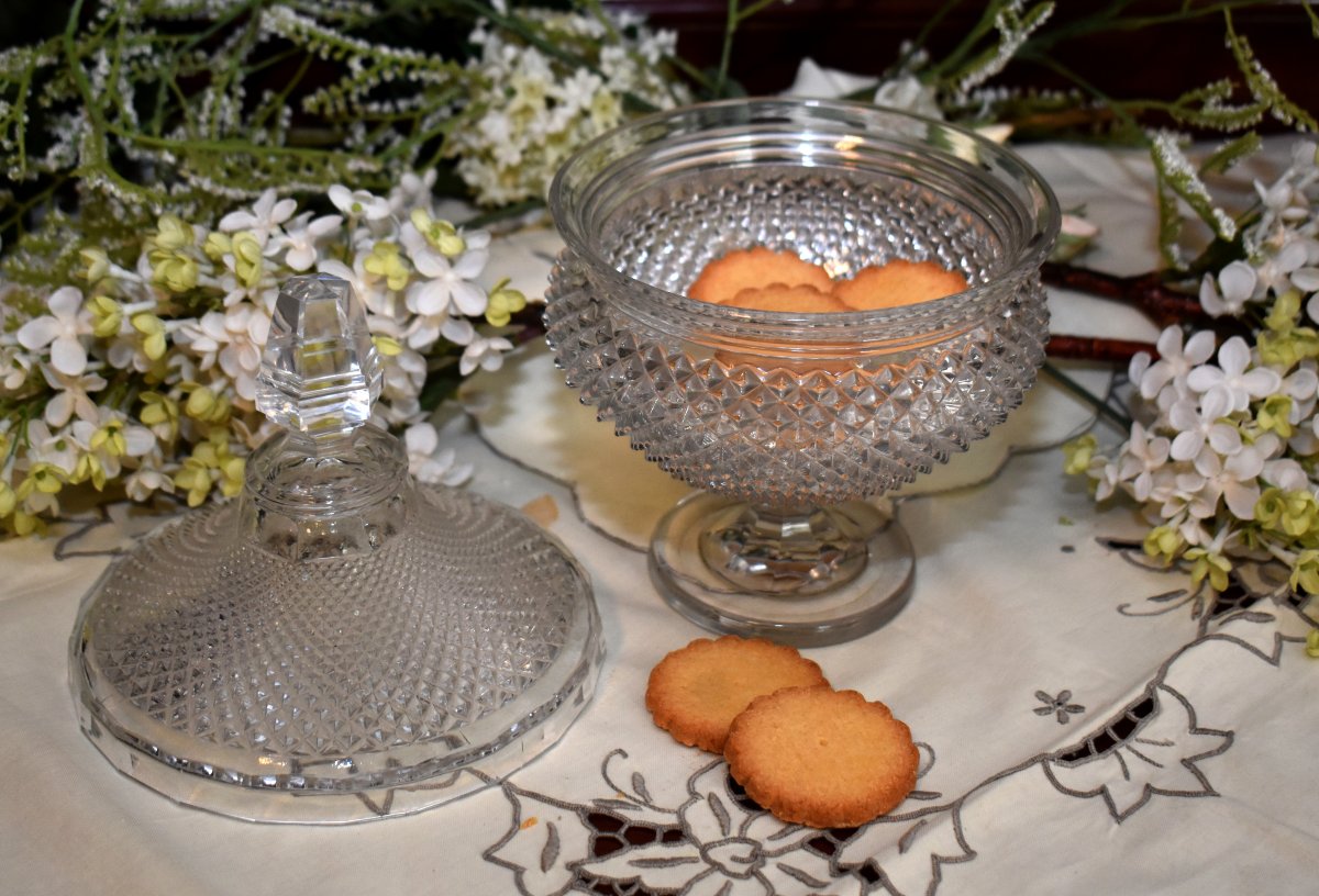 Drageoir En Cristal  Le Creusot / Baccarat, Vers 1840, Compotier , Pointes De Diamants,  XIXe-photo-1