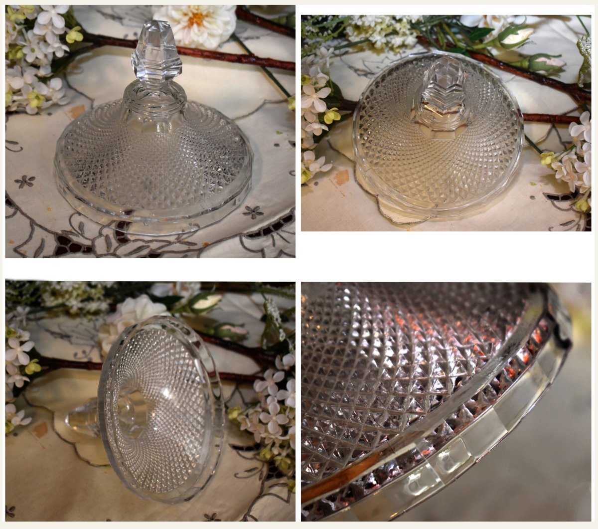 Drageoir En Cristal  Le Creusot / Baccarat, Vers 1840, Compotier , Pointes De Diamants,  XIXe-photo-7