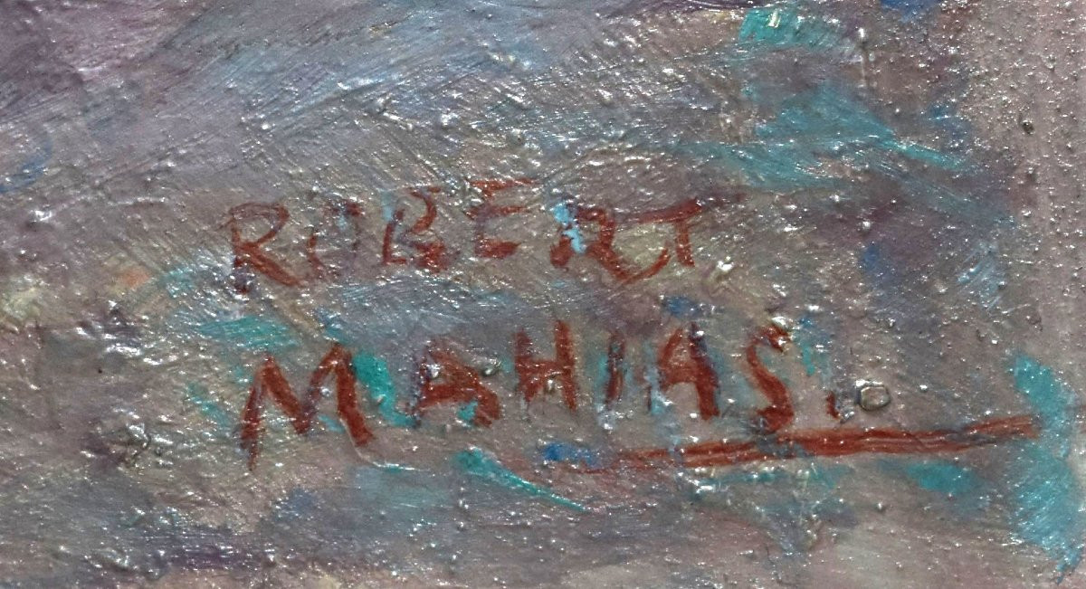 Robert Mahias (1890-1962) Female Nude, Framed Painting, Young Nude Woman, Lying Down.-photo-4