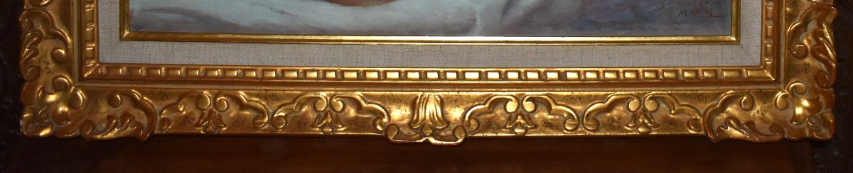 Robert Mahias (1890-1962) Female Nude, Framed Painting, Young Nude Woman, Lying Down.-photo-7