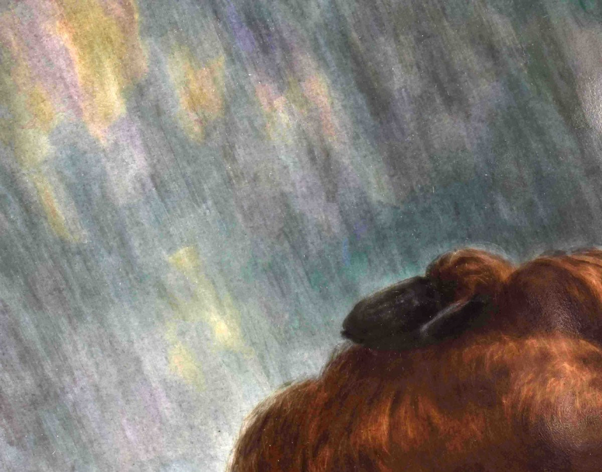 Antoine Soustre (19th-20th Century). Female Portrait, Painting On Porcelain-photo-5