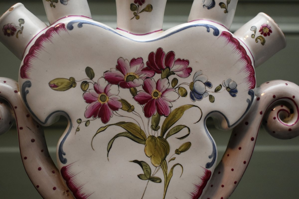 Pair Of Tulip-shaped Vases, Earthenware Flower Holders, Floral Decoration, Flowers-photo-4
