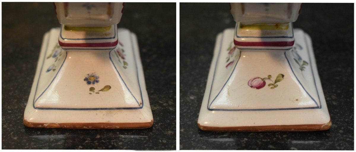 Pair Of Tulip-shaped Vases, Earthenware Flower Holders, Floral Decoration, Flowers-photo-6