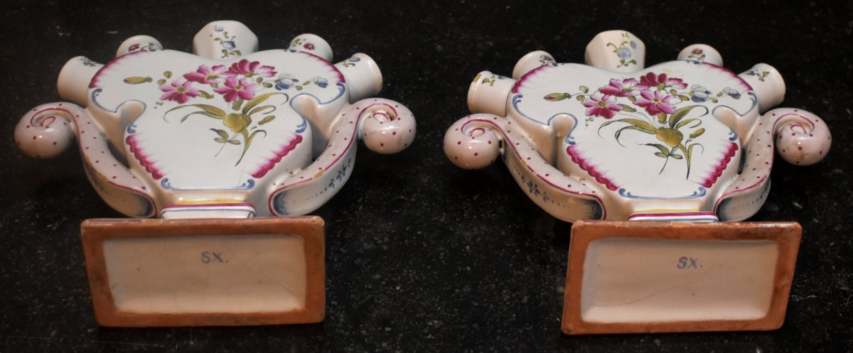 Pair Of Tulip-shaped Vases, Earthenware Flower Holders, Floral Decoration, Flowers-photo-8