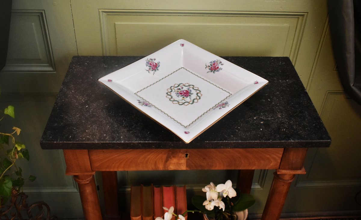 Coupe,  vide  poche en porcelaine de Limoges,  Haviland, Plateau centre de table,  roses-photo-1