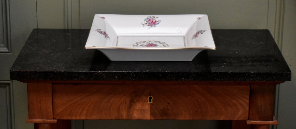 Coupe,  vide  poche en porcelaine de Limoges,  Haviland, Plateau centre de table,  roses-photo-3