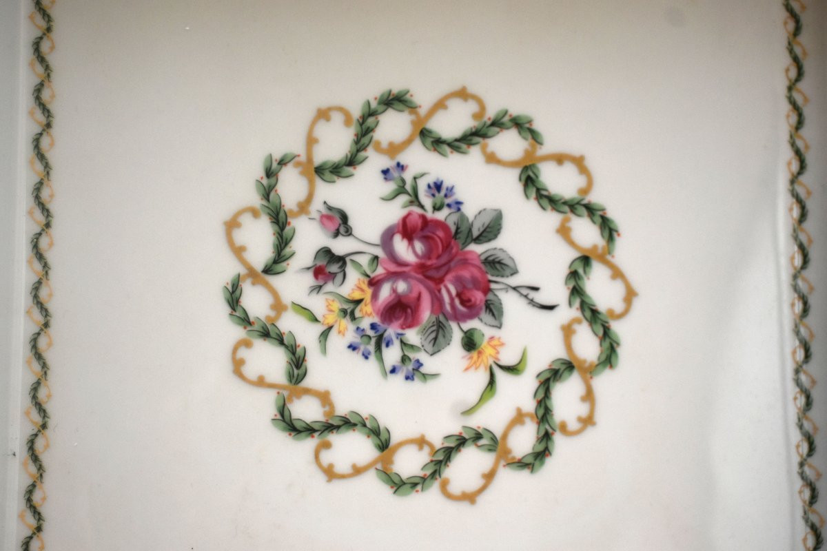 Coupe,  vide  poche en porcelaine de Limoges,  Haviland, Plateau centre de table,  roses-photo-6