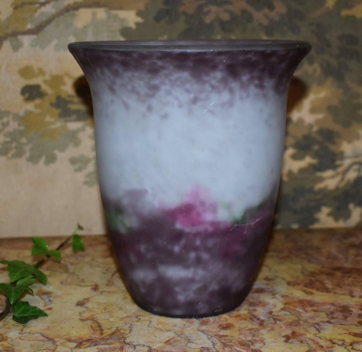 Muller Frères Lunéville , Vase en pâte de verre marmoréen,  marmoré.  Début XXe art nouveau -photo-2