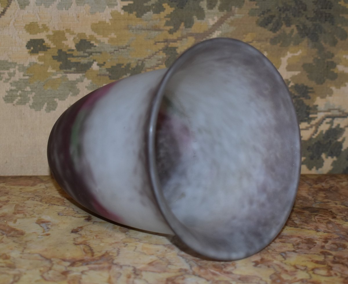 Muller Frères Lunéville , Vase en pâte de verre marmoréen,  marmoré.  Début XXe art nouveau -photo-2
