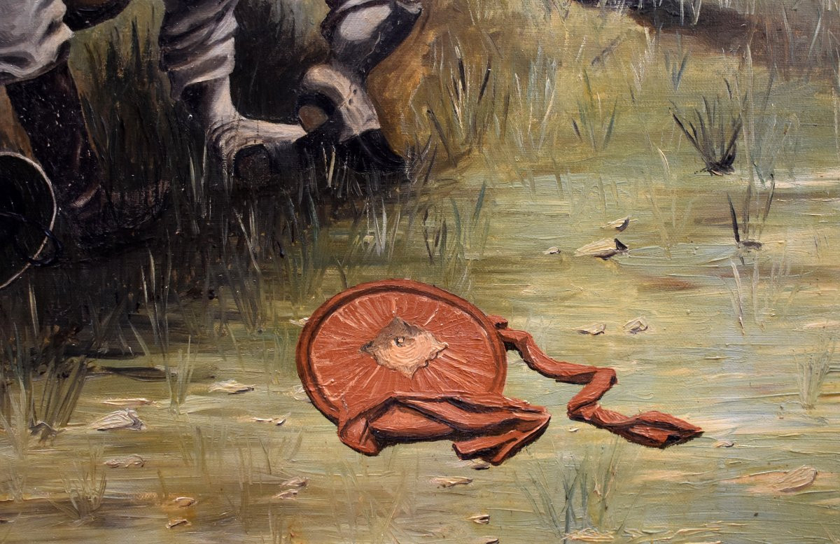 Joseph Peyraud Datée 1904 ,  tableau  Scène Militaire , Armée Coloniale  Guerre  Cochinchine-photo-5