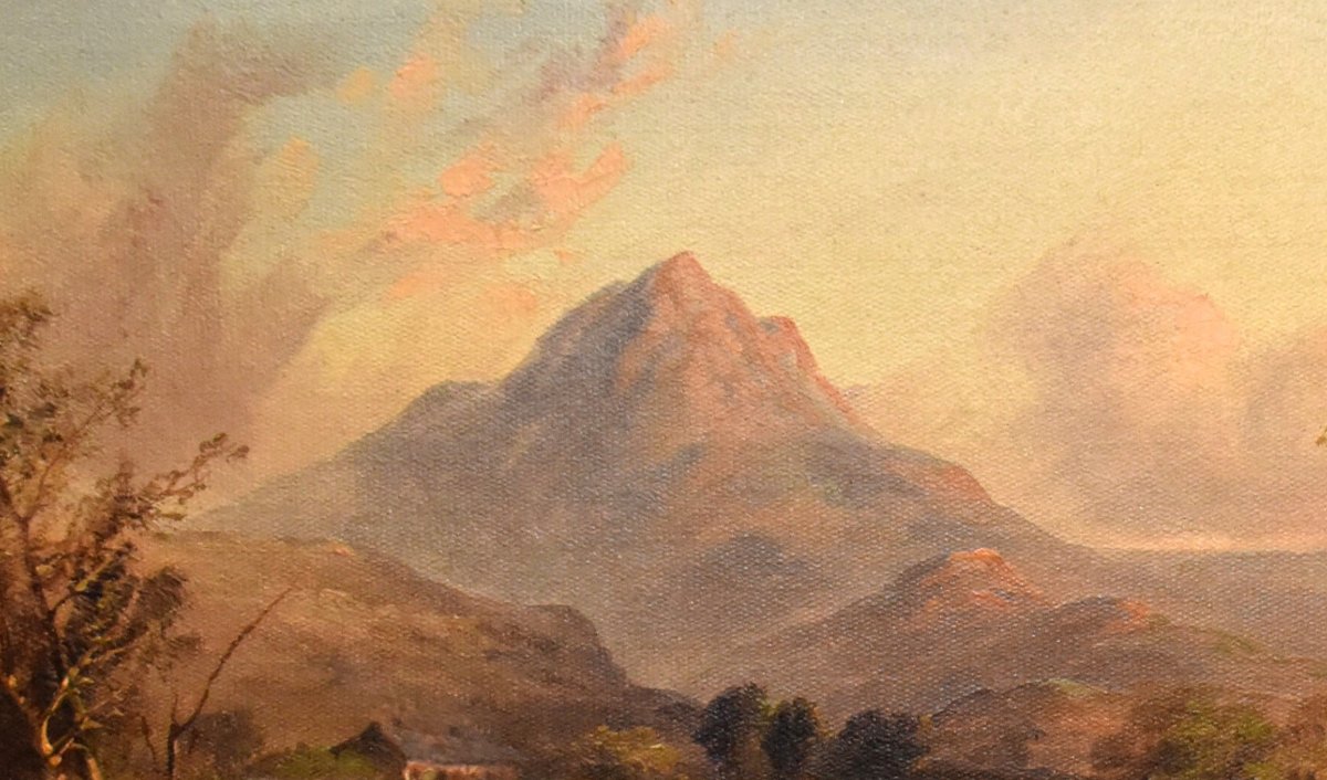 Vernon 1892, Mountain Landscape, "glaslyn Valley" Wales, "sugar Loaf Mountains"-photo-3