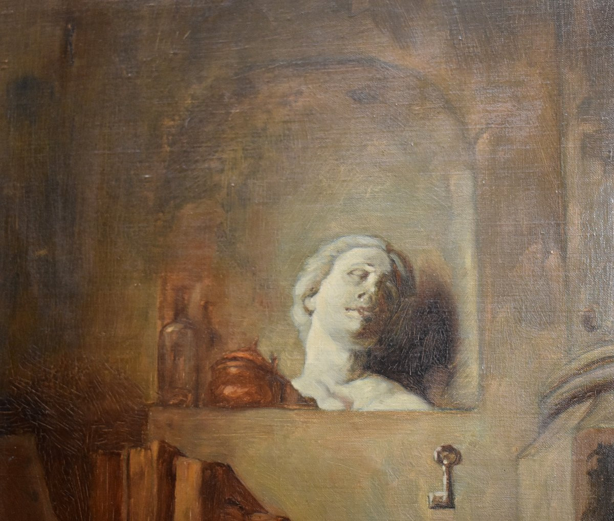 Painting "old Woman Reading In An Interior" After Herman Verbrugge (1879-1947) -photo-4