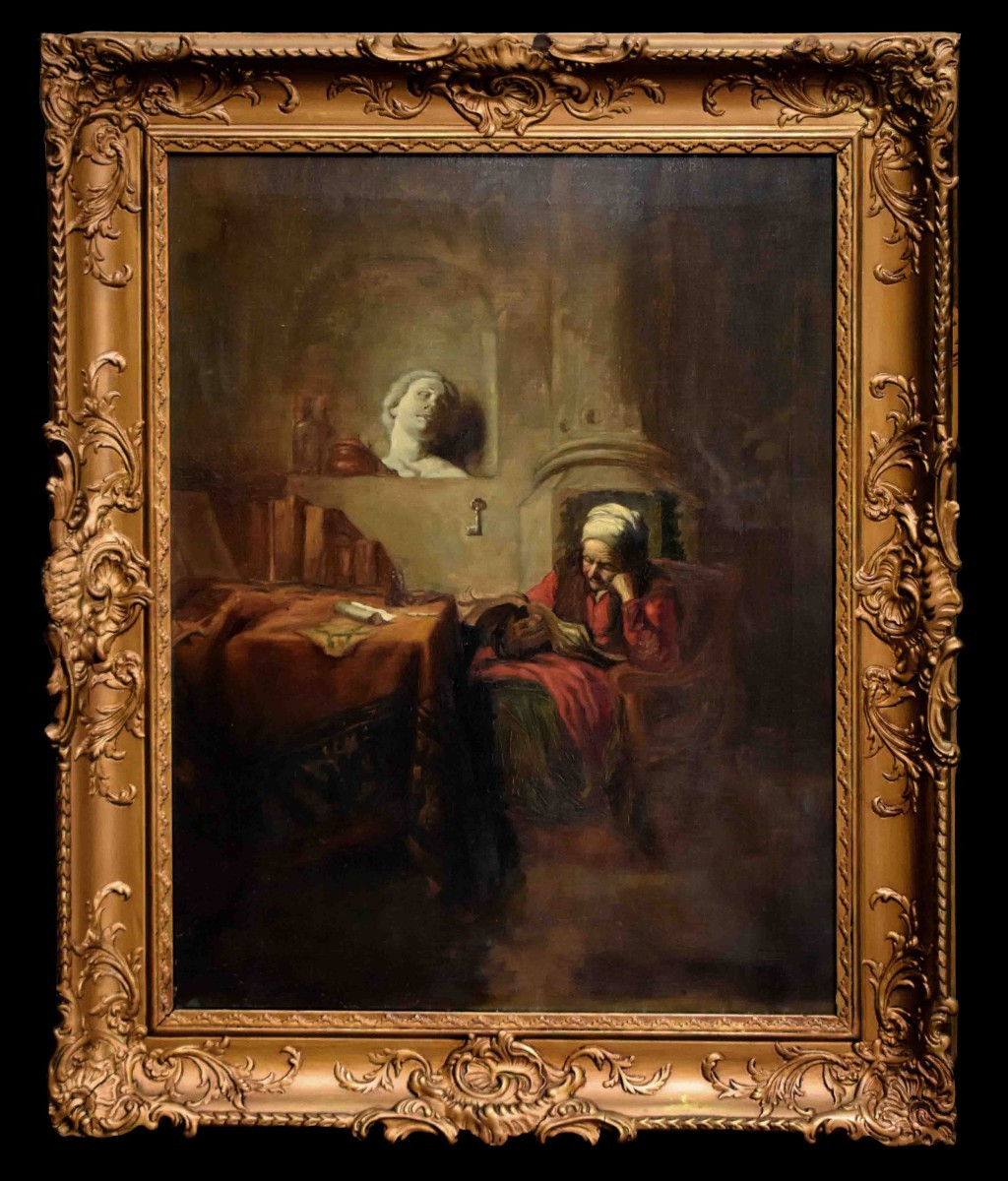 Painting "old Woman Reading In An Interior" After Herman Verbrugge (1879-1947) 