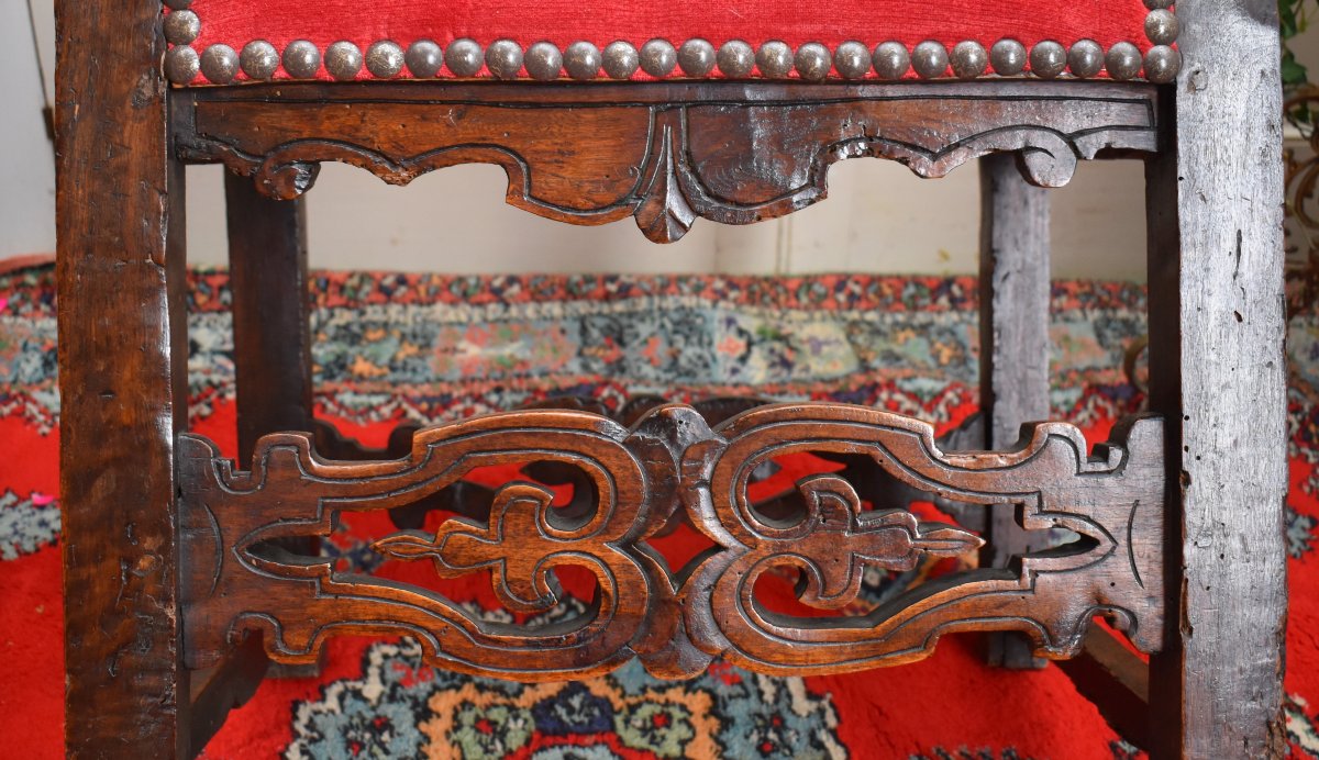 Large Walnut Armchair, Italian Renaissance Tuscany, Late 16th - Early 17th Century, Armchair.-photo-2