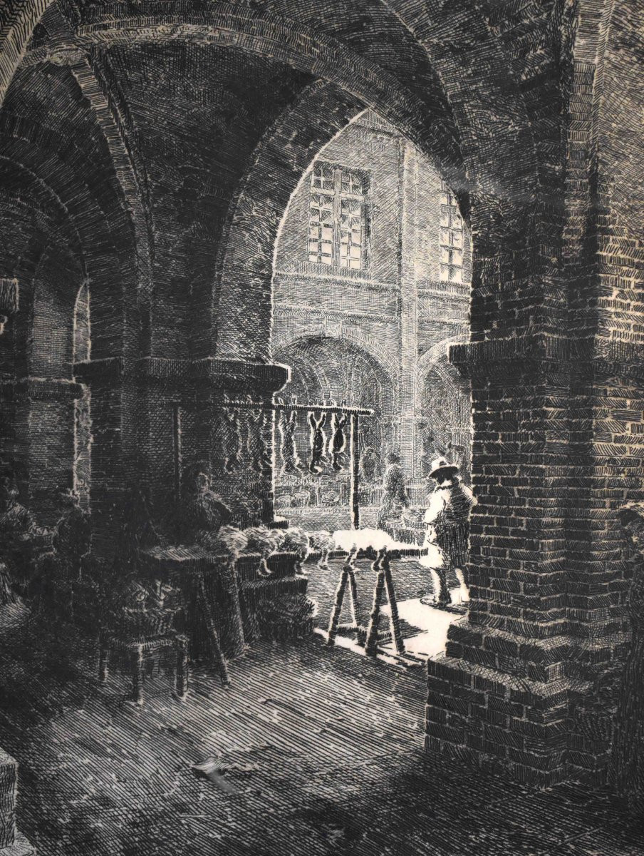 Renaud De Vézins De Lévézou, Large Etching Of The Place Nationale De Montauban, Royal Square-photo-2