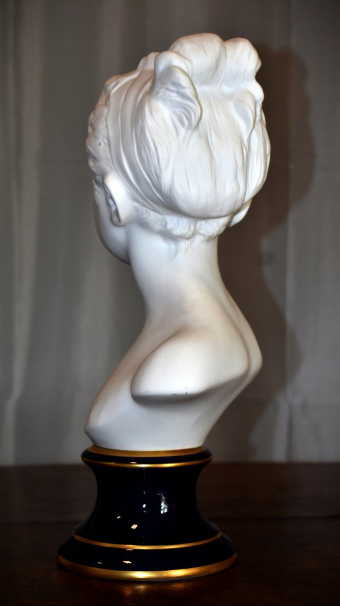Pair Of Busts, Biscuit Porcelain, Tharaud Limoges After Houdon, Brongniart Children-photo-1