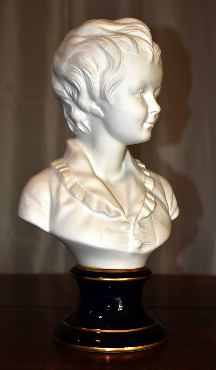 Pair Of Busts, Biscuit Porcelain, Tharaud Limoges After Houdon, Brongniart Children-photo-4