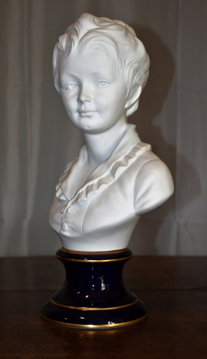 Pair Of Busts, Biscuit Porcelain, Tharaud Limoges After Houdon, Brongniart Children-photo-5