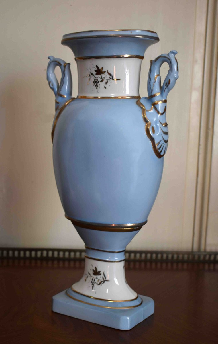 Pair Of Limoges Porcelain Vases, Restoration Style, Floral Decoration, Late 19th Century.-photo-4