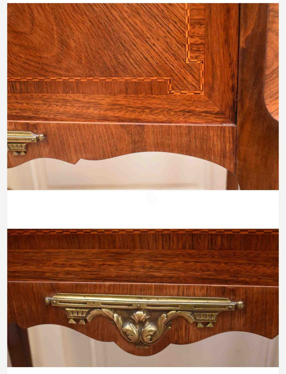 Lady's Secretary Desk, Marquetry Drop-front Desk, Marquetry Side Table, Louis XV Style-photo-7