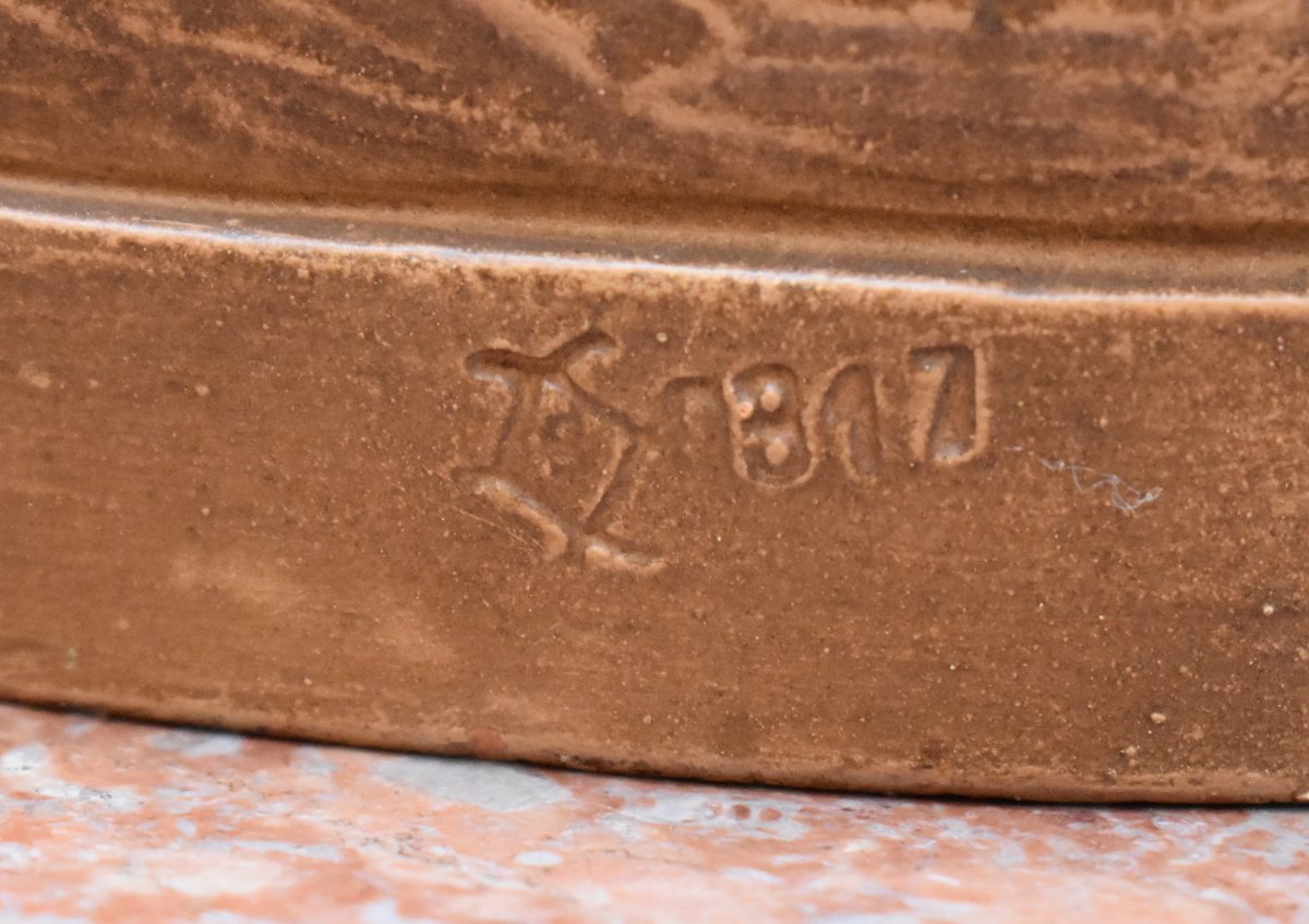 Joseph Le Guluche ( 1849-1915 ). Statue  en Terre Cuite, Sculpture  Jeune Femme à La Mandoline.-photo-7