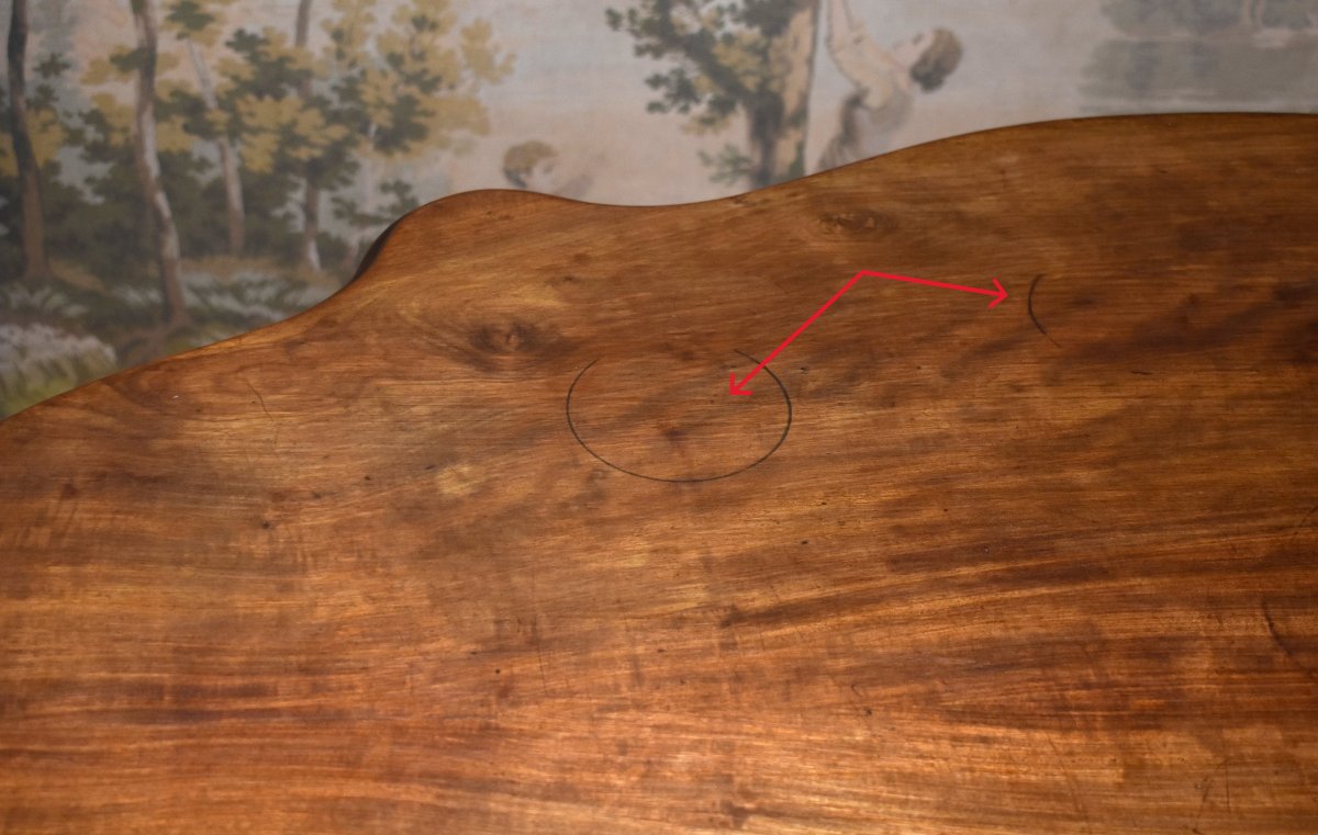 Guéridon en acajou, 4 pieds galbés,  époque Napoléon III, table de salon de milieu XIXe -photo-8