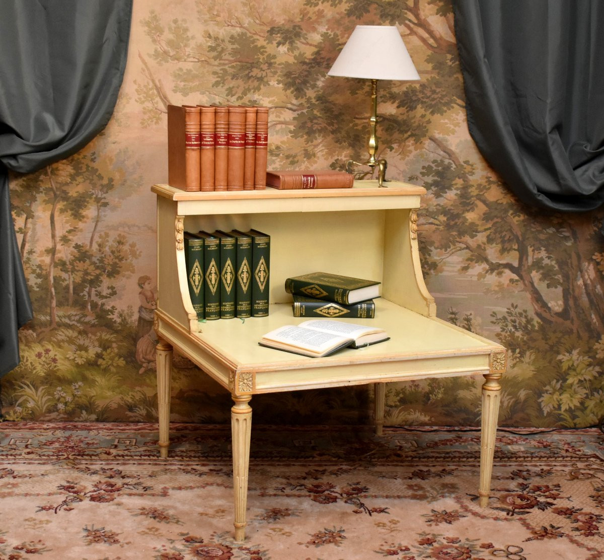  Painted Wooden Bookcase, Side Table, Bedside Table, End Table, Louis XVI Style-photo-4