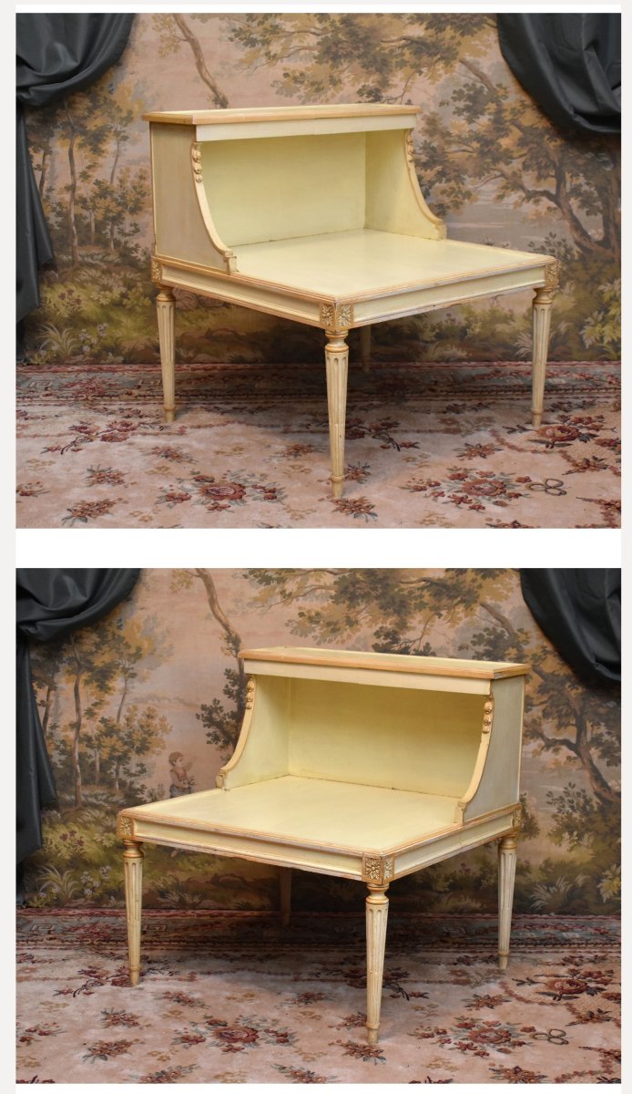  Painted Wooden Bookcase, Side Table, Bedside Table, End Table, Louis XVI Style-photo-2