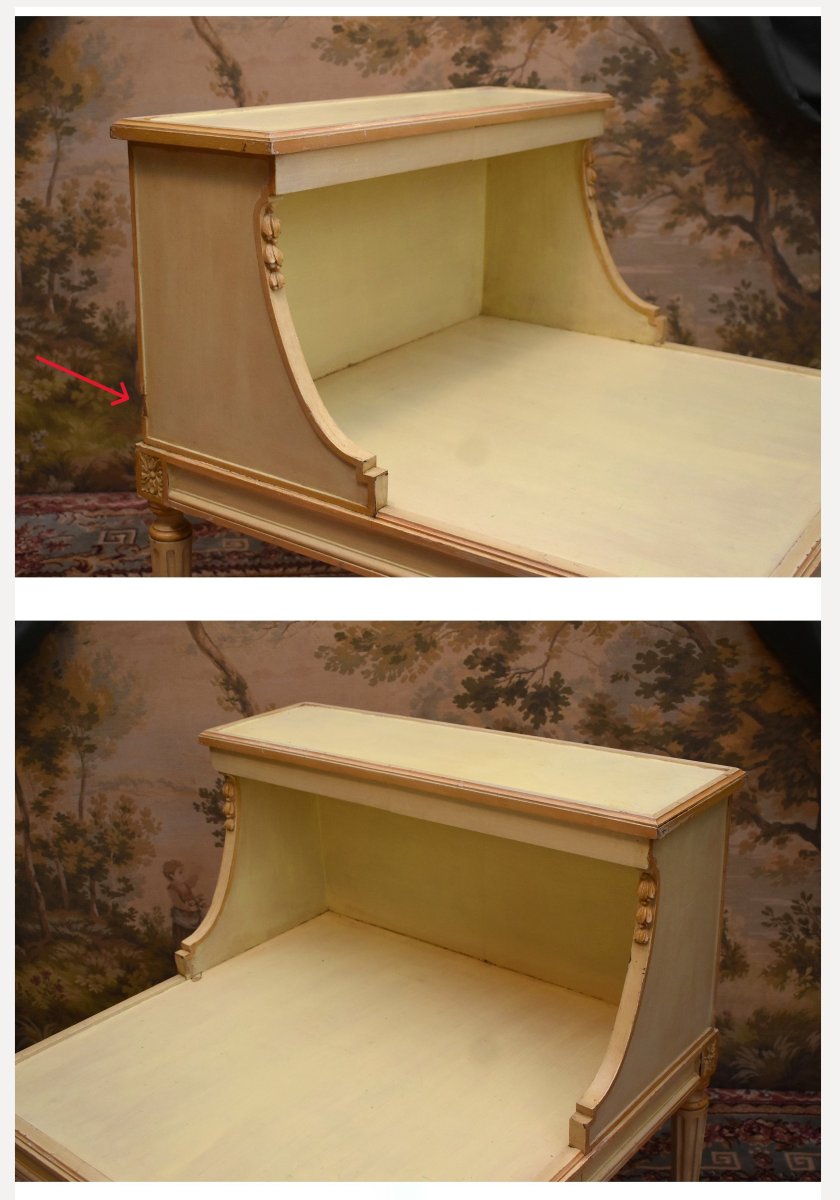  Painted Wooden Bookcase, Side Table, Bedside Table, End Table, Louis XVI Style-photo-3