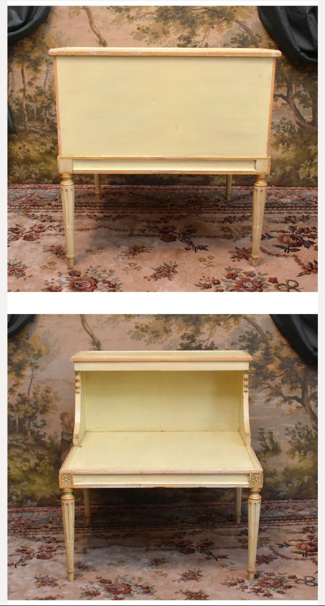  Painted Wooden Bookcase, Side Table, Bedside Table, End Table, Louis XVI Style-photo-4