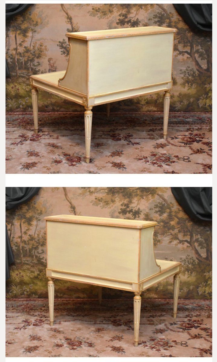  Painted Wooden Bookcase, Side Table, Bedside Table, End Table, Louis XVI Style-photo-5