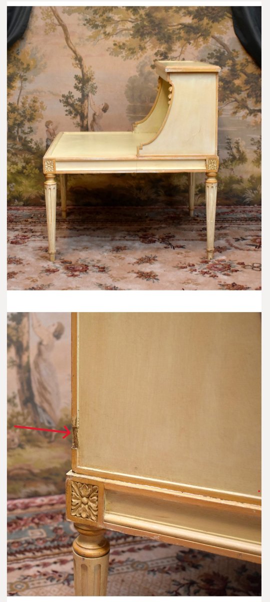  Painted Wooden Bookcase, Side Table, Bedside Table, End Table, Louis XVI Style-photo-6