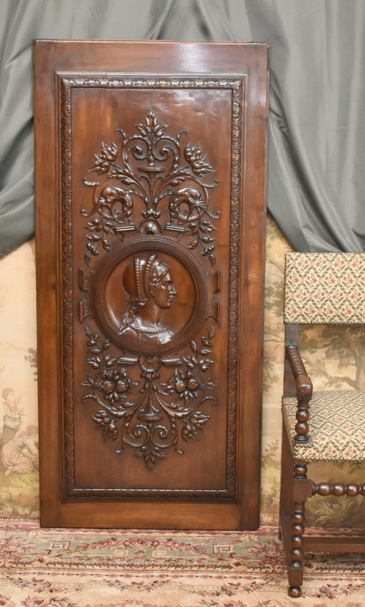 Pair Of Renaissance-style Carved Panels, Cupboard Doors, 19th-century Woodwork Elements-photo-1