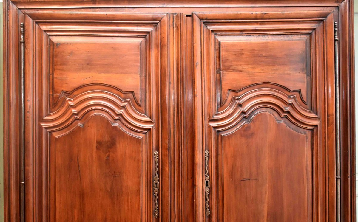 Small Louis XIV Style Walnut Wardrobe With 2 Doors And 1 Drawer, Demountable.-photo-4