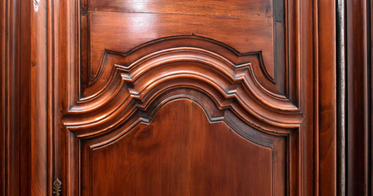 Small Louis XIV Style Walnut Wardrobe With 2 Doors And 1 Drawer, Demountable.-photo-1