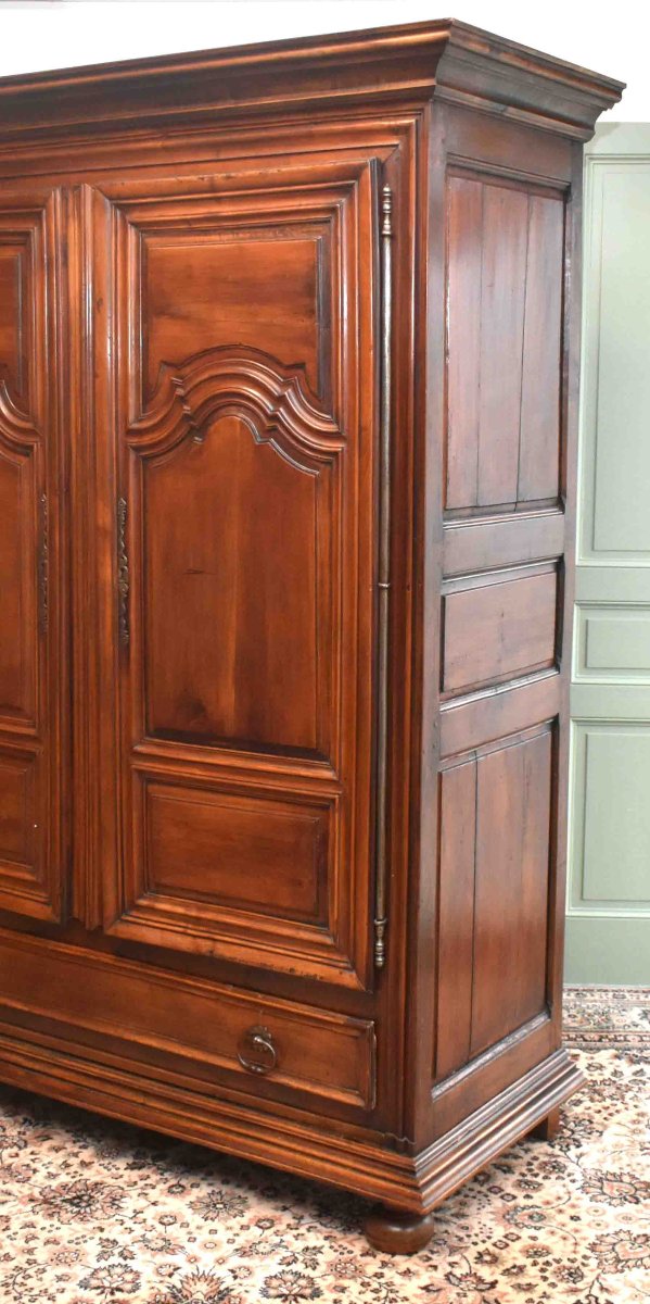 Small Louis XIV Style Walnut Wardrobe With 2 Doors And 1 Drawer, Demountable.-photo-2