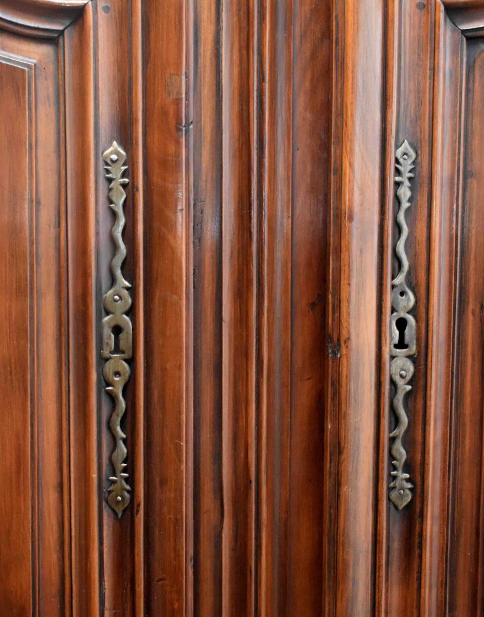 Small Louis XIV Style Walnut Wardrobe With 2 Doors And 1 Drawer, Demountable.-photo-5