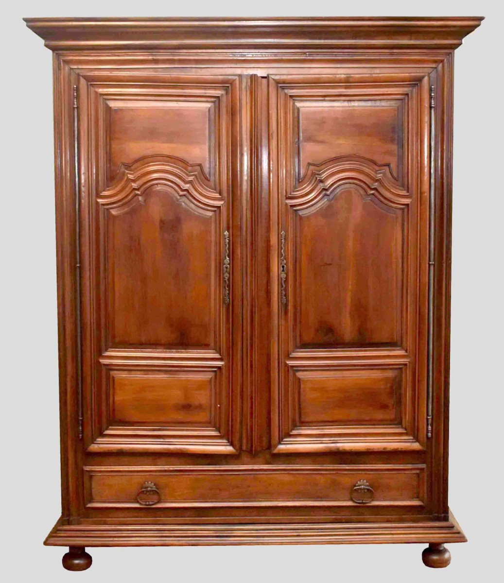 Small Louis XIV Style Walnut Wardrobe With 2 Doors And 1 Drawer, Demountable.