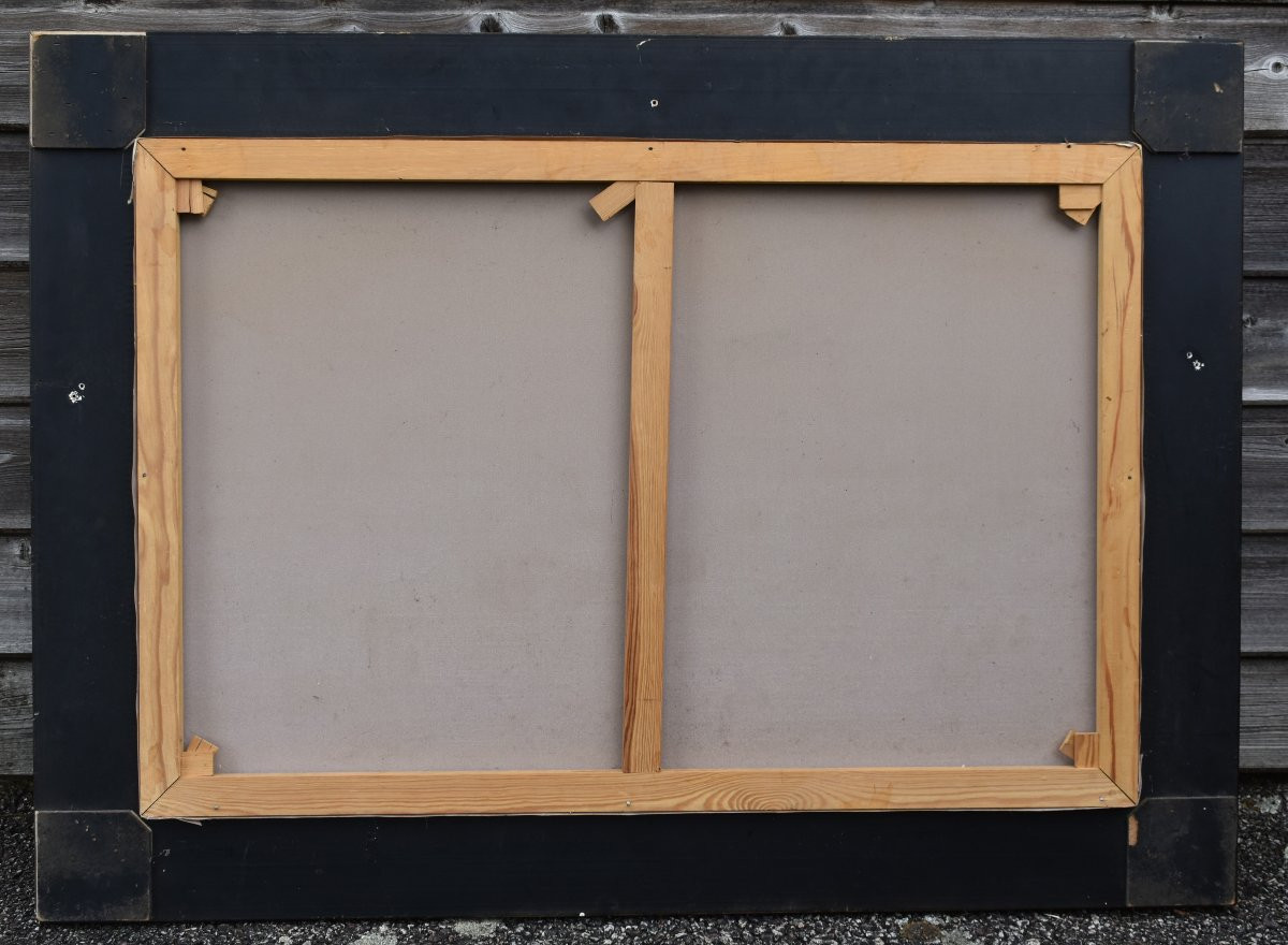 Large Landscape Painting Of Brittany, Lively Seaside Scene, Beach, People, Fishing Boats -photo-8