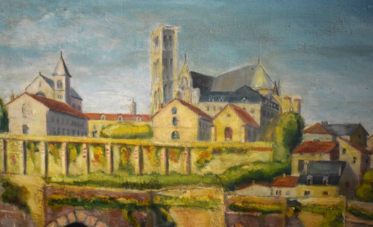 R. Taillandier XIX - XX , Landscape Pont Saint Etienne In Limoges, Oil On Canvas Gilt Frame.-photo-4