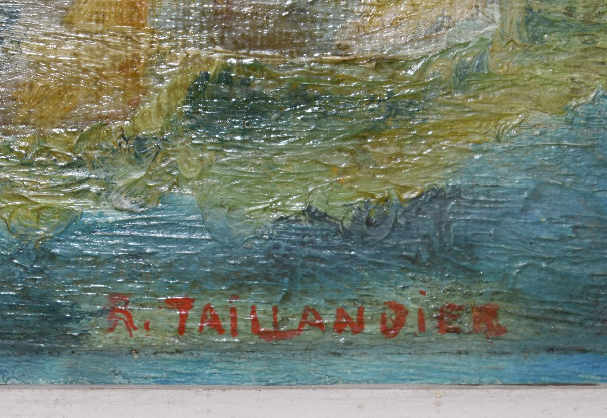 R. Taillandier XIX - XX , Landscape Pont Saint Etienne In Limoges, Oil On Canvas Gilt Frame.-photo-5