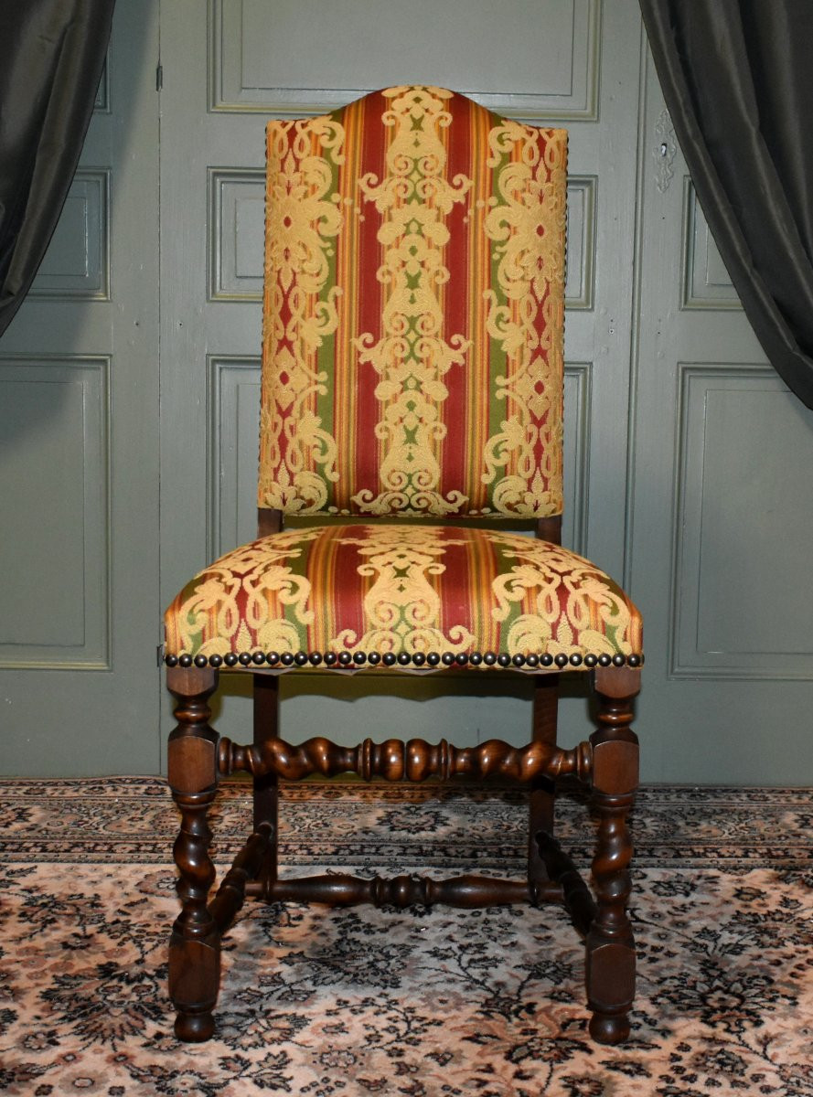 Set Of 5 Louis XIII Style Chairs,-photo-1