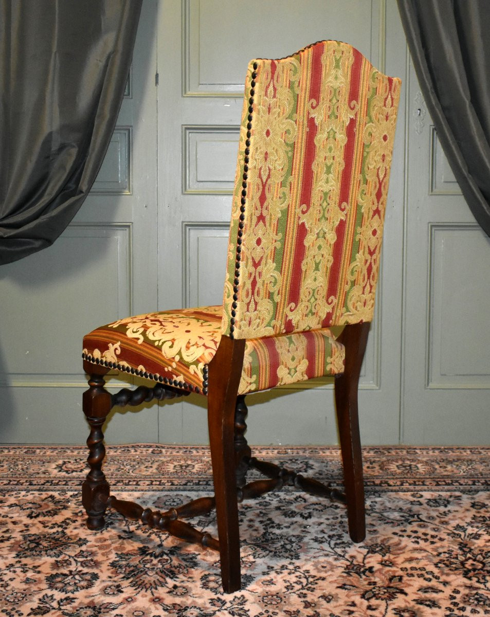Set Of 5 Louis XIII Style Chairs,-photo-3
