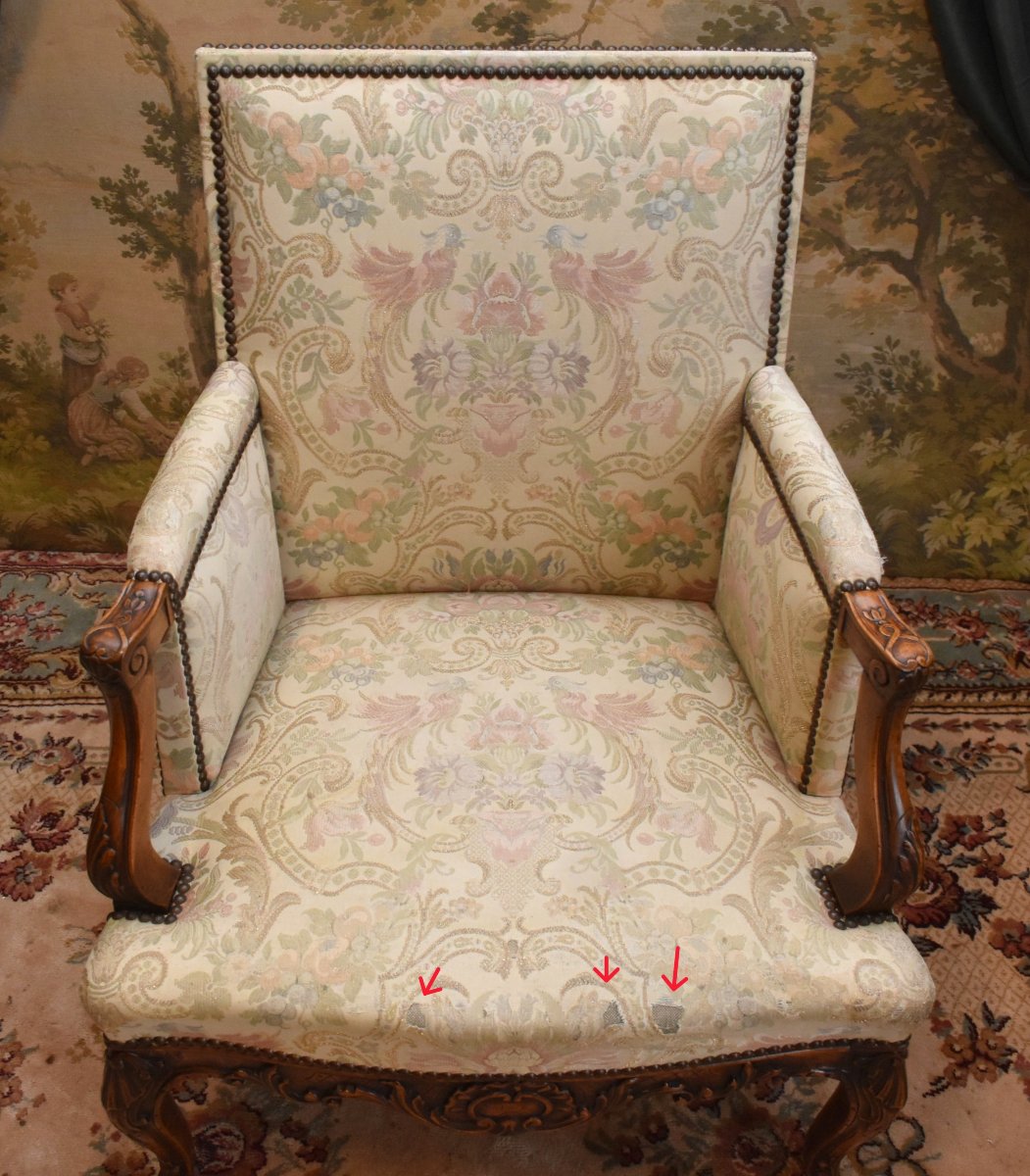 Paire De Petites  Bergères De Style  Régence - Louis XV  à dossiers plats, fauteuils début  XXe-photo-6