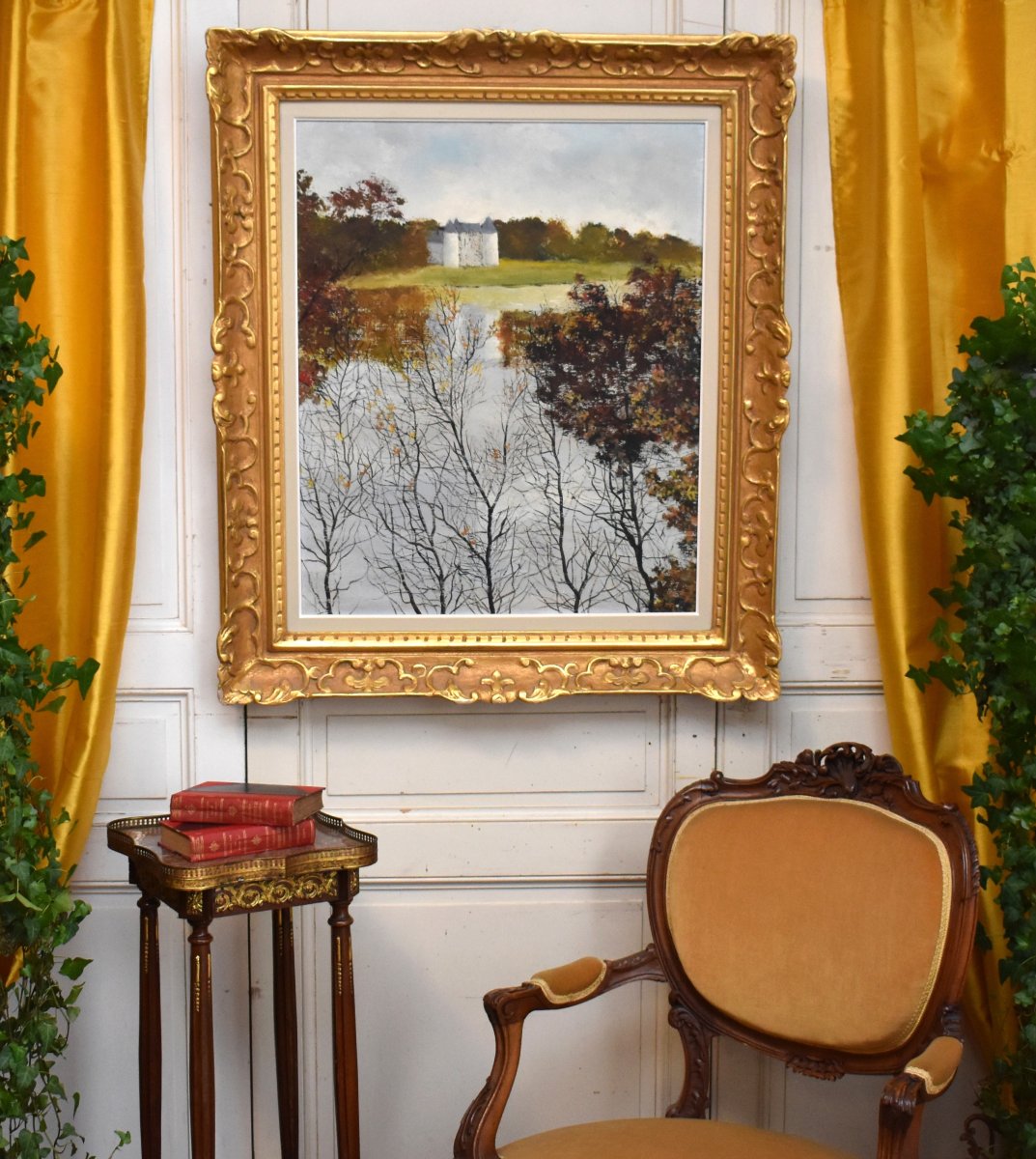 Michel Roy Dit Michel Saint Alban, View Of The Château De La Verrerie And Its Pond, Landscape.-photo-4