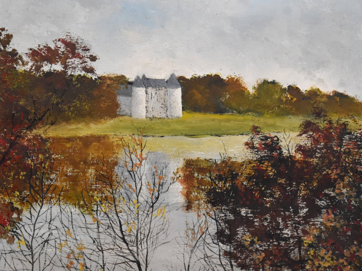 Michel Roy Dit Michel Saint Alban, View Of The Château De La Verrerie And Its Pond, Landscape.-photo-2