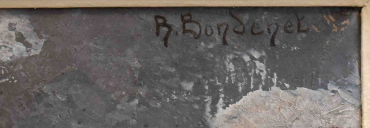 René Bondenet, Scène De Rue Animée 1944 , scène ville animée , Cadre Montparnasse,  Wissous-photo-4