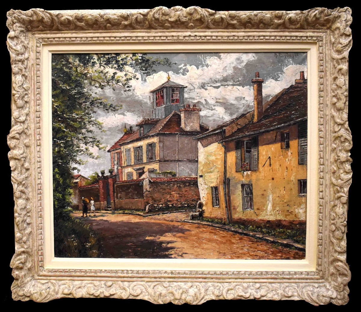 René Bondenet, Scène De Rue Animée 1944 , scène ville animée , Cadre Montparnasse,  Wissous