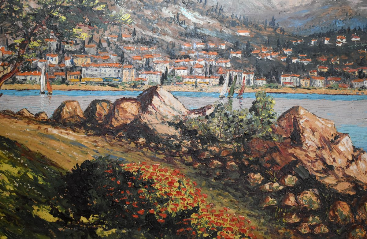 René Bondenet,  Paysage Méditerranéen Vue De Menton Du Sentier Le Corbusier  Au Cap Martin -photo-3