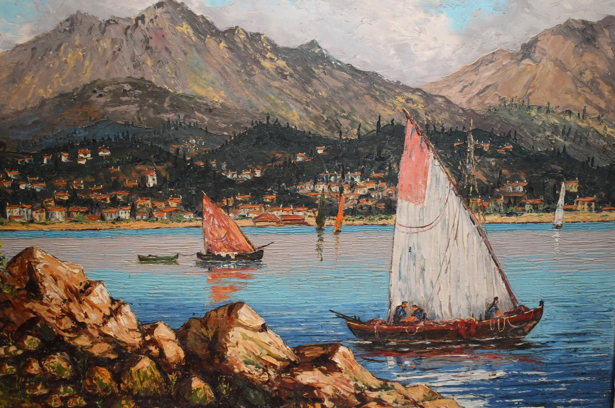 René Bondenet,  Paysage Méditerranéen Vue De Menton Du Sentier Le Corbusier  Au Cap Martin -photo-4